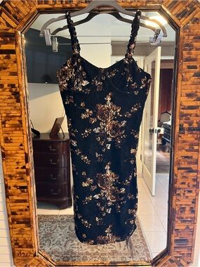 Micas Black Floral Metallic Mini Dress